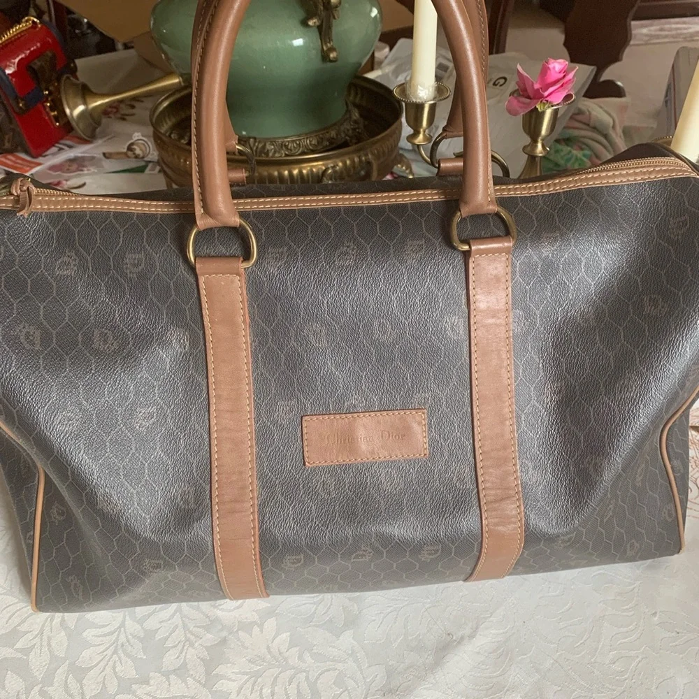 Christian Dior Black & Brown Duffel Travel Bag
